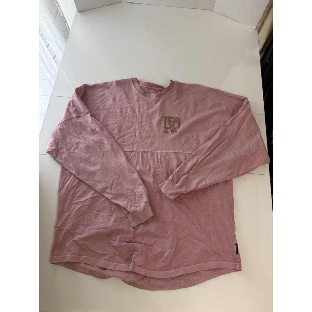 Walt Disney World Pink Glitter Rose Gold Spirit Jersey Adult Size XL Long Sleeve
